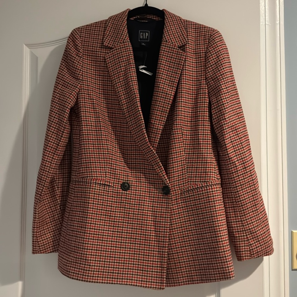 Gap double breasted plaid blazer nwt 6